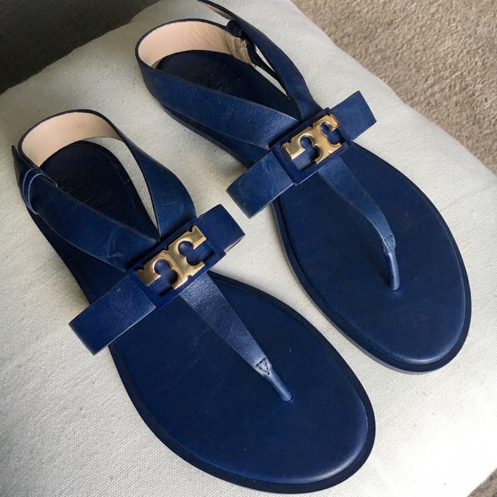 Tory Burch Navy Leather Sandals